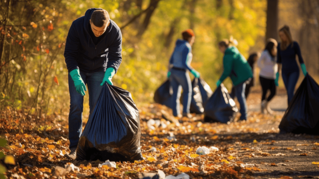 volunteering opportunities, cleaning up leaves