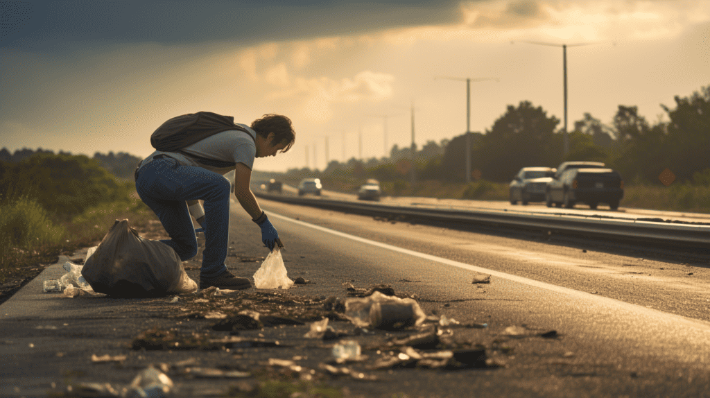 Types of Community Service cleaning up the freeway